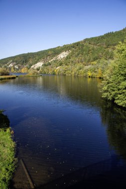 Pancharevo Gölü çevresindeki sonbahar manzarası, Sofya şehir bölgesi, Bulgaristan