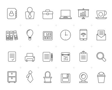 Satırları iş ve office simgeleri ile boyalı