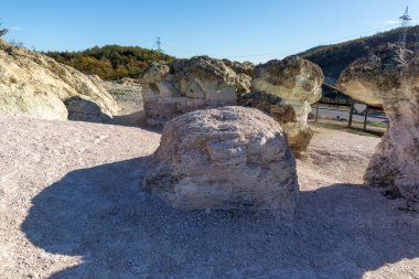 Bulgaristan 'ın Kardzhali bölgesindeki Beli plast köyü yakınlarındaki Kaya oluşumlu Mantar Mantarları