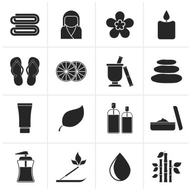 Siyah Spa nesneleri simgeler
