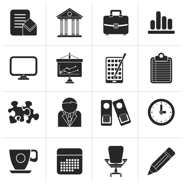 Black Business and office icons — Stock Vector