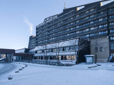 BOROVETS, BULGARIA - 20 Şubat 2025: Bulgaristan 'ın Sofya Bölgesindeki Rila Dağı' ndaki Borovets kayak merkezinin kış manzarası