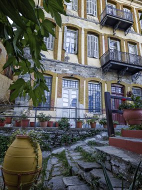 Pelion Dağı, Teselya, Yunanistan 'daki Zagora Köyü' nün muhteşem manzarası