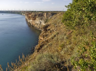 Bulgaristan 'ın Kaliakra Burnu, Dobrich Bölgesi' ndeki Karadeniz kıyısı ve Antik kalıntıları