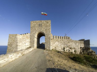 Bulgaristan 'ın Kaliakra Burnu, Dobrich Bölgesi' ndeki Karadeniz kıyısı ve Antik kalıntıları