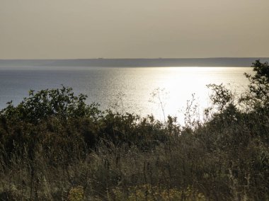 Bulgaristan 'ın Kaliakra Burnu, Dobrich Bölgesi' ndeki Karadeniz kıyısı ve Antik kalıntıları
