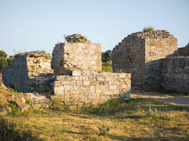 Bulgaristan 'ın Kaliakra Burnu, Dobrich Bölgesi' ndeki Karadeniz kıyısı ve Antik kalıntıları
