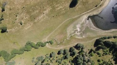 Aerial Summer view of Dospat Reservoir, Smolyan Region, Bulgaria