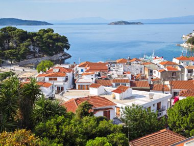 Amazing Panorama of The town of Skiathos, Sporades, Thessaly, Greece