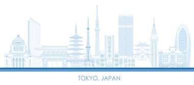 Tokyo, Japonya 'nın Skyline ana hatları - vektör illüstrasyon