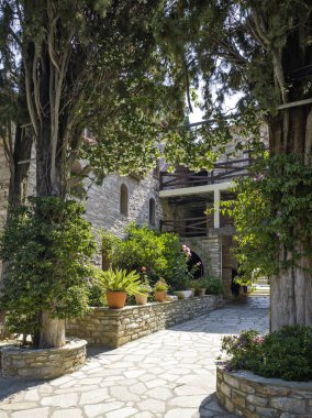 Evangelistria Manastırı Skiathos Adası, Sporades, Thessaly, Yunanistan 'daki Bakire Meryem Annunciation