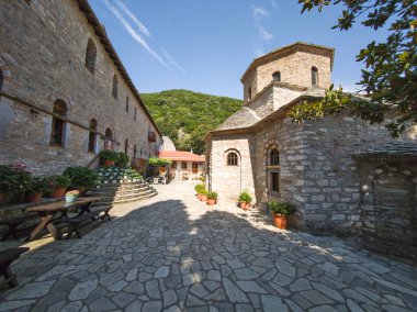 Evangelistria Manastırı Skiathos Adası, Sporades, Thessaly, Yunanistan 'daki Bakire Meryem Annunciation