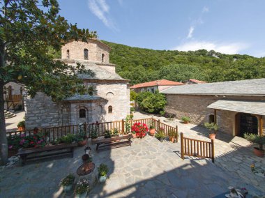 Evangelistria Manastırı Skiathos Adası, Sporades, Thessaly, Yunanistan 'daki Bakire Meryem Annunciation