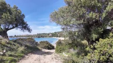 Kastri Sahili yakınlarındaki Sithonia kıyı şeridi, Chalkidiki, Orta Makedonya, Yunanistan