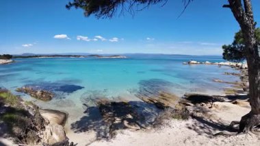 Karydi Sahili yakınlarındaki Sithonia kıyı şeridi, Chalkidiki, Orta Makedonya, Yunanistan
