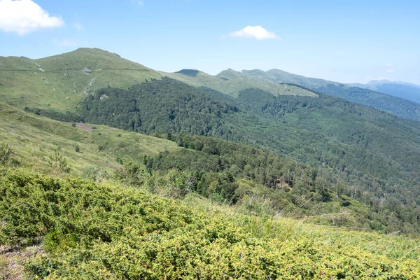 Bulgaristan 'ın Blagoevgrad bölgesinin Kongur tepesi çevresindeki Belasitsa Dağı yaz manzarası