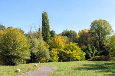 Bulgaristan 'ın Sofya kentindeki South Park' ın Muhteşem Sonbahar Manzarası