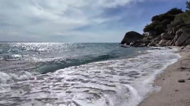 Koviou Sahili yakınlarındaki Sithonia kıyı şeridi, Chalkidiki, Orta Makedonya, Yunanistan