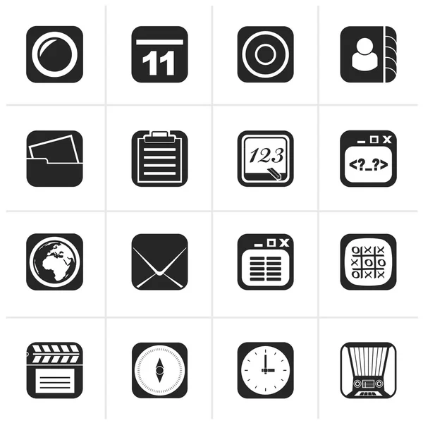 Black Mobile Phone and communication icons — Stock Vector