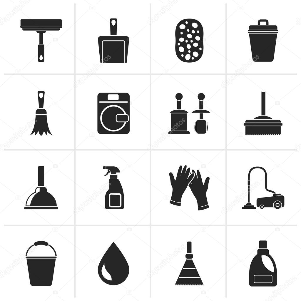 Black Cleaning and hygiene icons