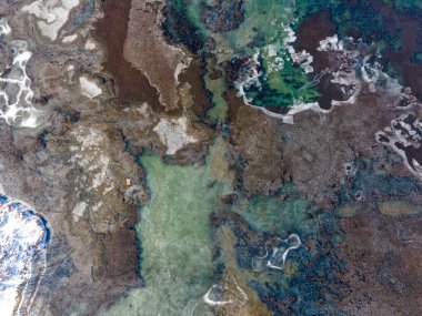 Bulgaristan 'ın başkenti Sofya' daki Pancharevo Gölü 'nün kış manzarası