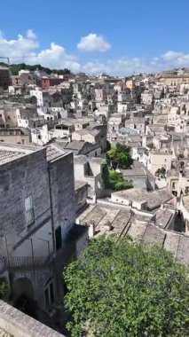 Matera 'nın muhteşem manzarası, Basilicata Bölgesi, İtalya