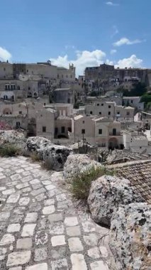 Matera 'nın muhteşem manzarası, Basilicata Bölgesi, İtalya