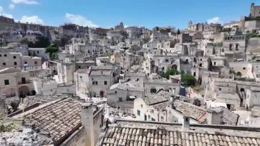 Matera 'nın muhteşem manzarası, Basilicata Bölgesi, İtalya