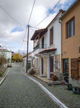 TheOLOGOS, THASOS, GREECE - 27 Aralık 2025: Thassos Adası, Doğu Makedonya ve Trakya, Yunanistan 'da Theologos Köyü Panoraması