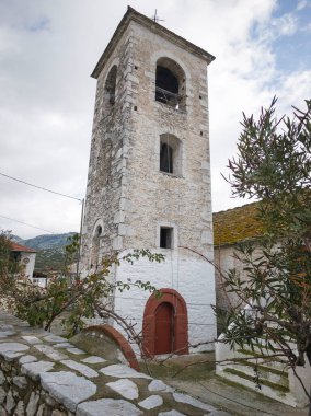 TheOLOGOS, THASOS, GREECE - 27 Aralık 2025: Thassos Adası, Doğu Makedonya ve Trakya, Yunanistan 'da Theologos Köyü Panoraması