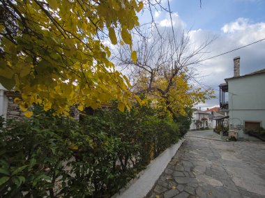 TheOLOGOS, THASOS, GREECE - 27 Aralık 2025: Thassos Adası, Doğu Makedonya ve Trakya, Yunanistan 'da Theologos Köyü Panoraması