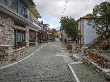 TheOLOGOS, THASOS, GREECE - 27 Aralık 2025: Thassos Adası, Doğu Makedonya ve Trakya, Yunanistan 'da Theologos Köyü Panoraması