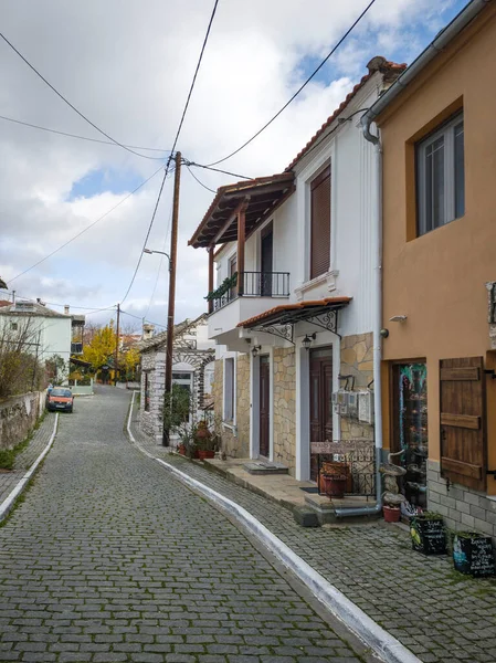 TheOLOGOS, THASOS, GREECE - 27 Aralık 2025: Thassos Adası, Doğu Makedonya ve Trakya, Yunanistan 'da Theologos Köyü Panoraması