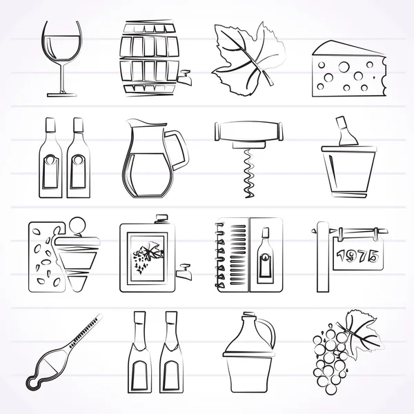 Wine industry objects icons — Stock Vector