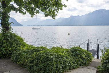 MONTREUX, SWitzERLAND - 19 Haziran 2023: Montreux, Vaud Kantonu, İsviçre Yaz Panoraması