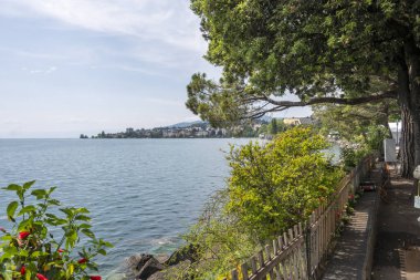 MONTREUX, SWitzERLAND - 19 Haziran 2023: Montreux, Vaud Kantonu, İsviçre Yaz Panoraması