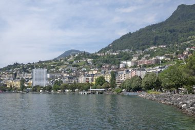 MONTREUX, SWitzERLAND - 19 Haziran 2023: Montreux, Vaud Kantonu, İsviçre Yaz Panoraması