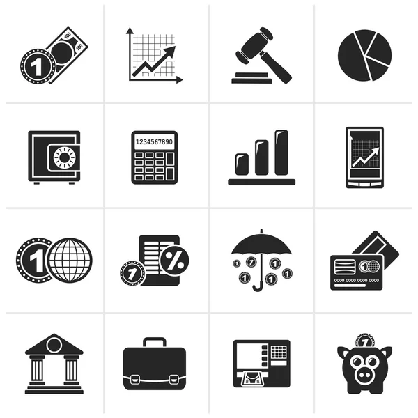 Black Business and finance icons — Stock Vector