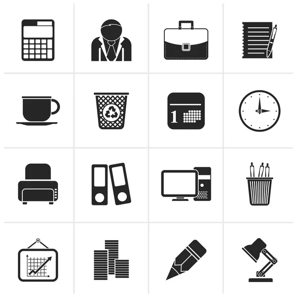 Black Business and office icons — Stock Vector