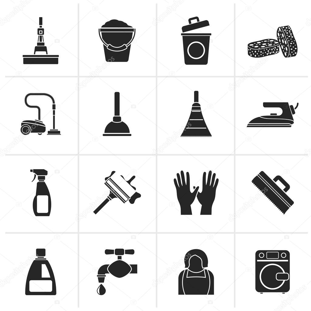 Black Cleaning and hygiene icons