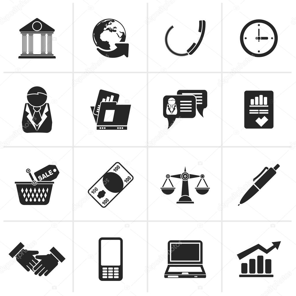 Black Business and office objects icons