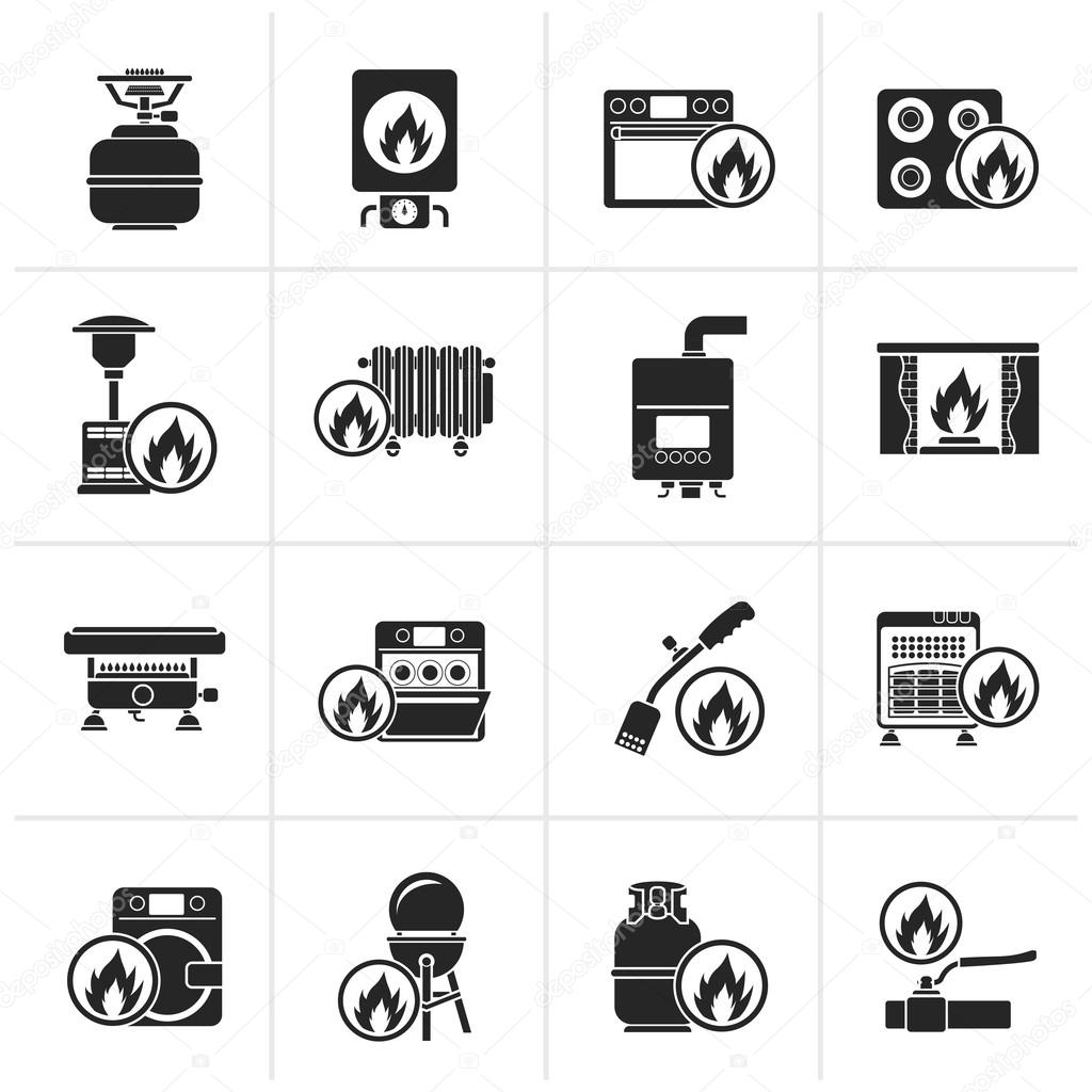 Black Household Gas Appliances icons