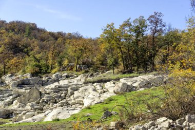 Bulgaristan 'ın Kardzhali Bölgesi, Perperikon antik Trakya kentinin sonbahar manzarası