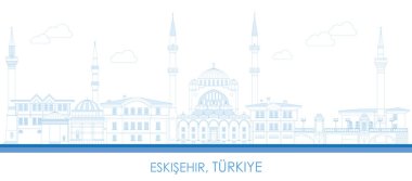 Türkiye 'nin Eskisehir kentinin Skyline ana hatları - vektör illüstrasyonu