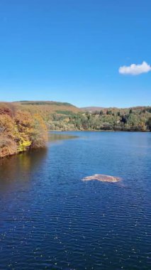 Pasarel rezervuarının şaşırtıcı sonbahar manzarası, Sofya şehir bölgesi, Bulgaristan