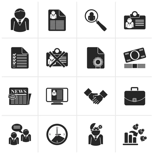 Black Employment and jobs icons — Stock Vector