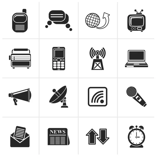 Black Communication and connection icons — Stock Vector