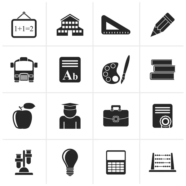 Black school and education icons — Stock Vector