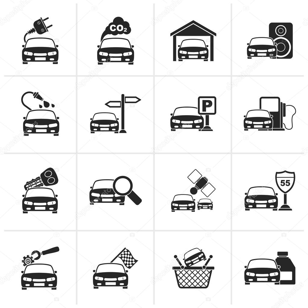 Black Car and road services icons
