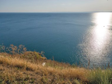 Bulgaristan 'ın Kaliakra Burnu, Dobrich Bölgesi' ndeki Karadeniz kıyısı ve Antik kalıntıları